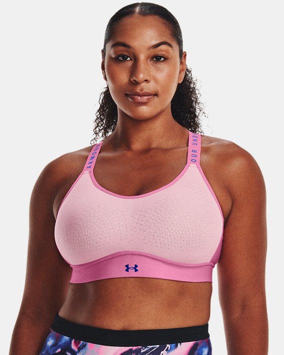 Damen UA Infinity Mid Sport-BH, Pink, pdpMainDesktop image number 3